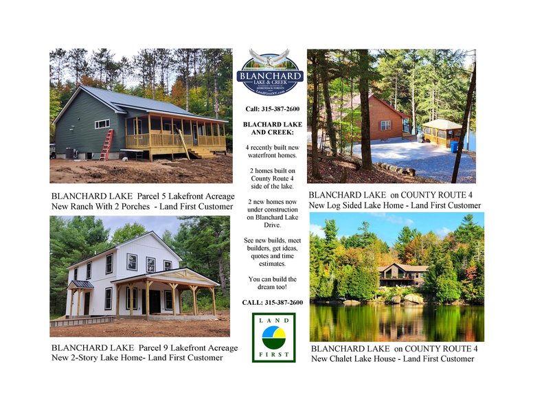 4 new lake homes Blanchard lake and creek NY