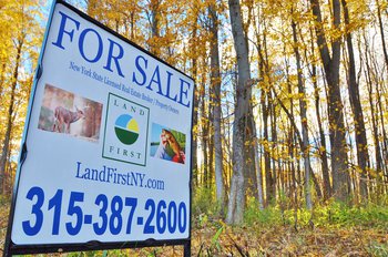 for sale sign woods trees salmon riverbank